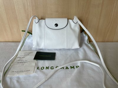 Angelia 歐洲品牌 Longchamp 全新真品現貨 限量款精緻白色羊皮小款肩背包斜背包側背包