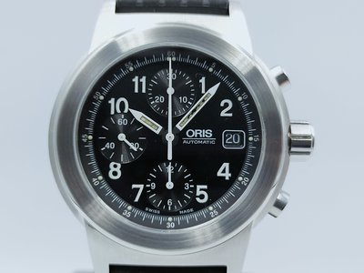 【發條盒子H7511】ORIS 豪利時 BC3 7511計時三眼 黑面自動 不銹鋼膠帶 經典男錶
