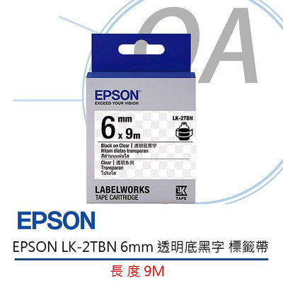 【KS-3C】含稅 EPSON LK-2TBN 6mm 透明底黑字 標籤帶