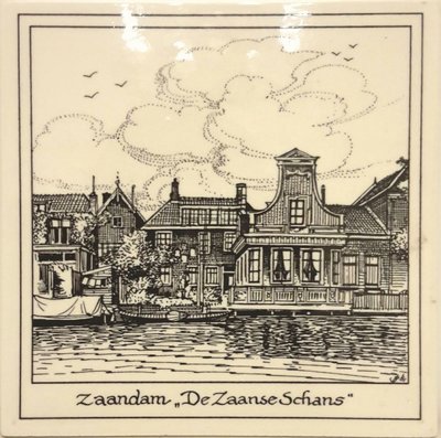 【波賽頓-歐洲古董拍賣】歐洲/西洋古董 荷蘭早期 手工彩繪陶瓷 B款 15x15cm(Made in Holland)