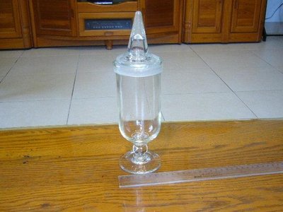 中藥罐(2)~玻璃罐~高腳~氣泡玻璃~含蓋總高約27.3CM~懷舊.擺飾