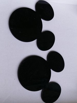micky mouse米老鼠頭型的黑色壓克力板 （未用但有磨擦痕跡/2個合售）