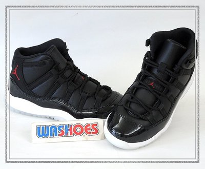 Washoes Nike Air Jordan 11 72-10 BP 黑 紅 大魔王 皮革 378039-002 中童