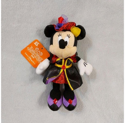 全新 日本迪士尼樂園 15週年 2016年 萬聖節 米妮別針吊飾小玩偶 15周年 minnie mouse 米妮洋裝禮服包包掛飾小娃娃人偶 十五周年 十五週年
