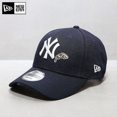 小Z代購#NewEra帽子MLB棒球帽新款硬頂大標NY洋基比薩圖案鴨舌帽潮藏青色