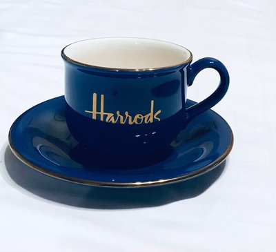 英國 Harrods 哈羅斯 藍色 深藍 馬克杯 咖啡杯 花茶杯 杯盤組