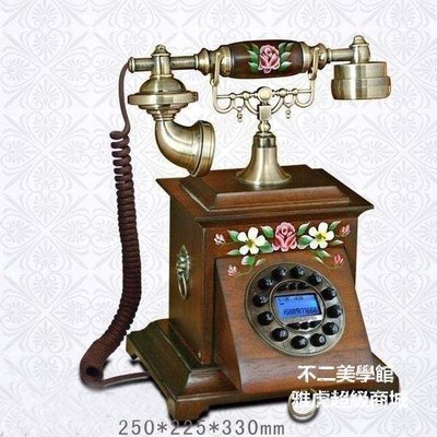 【格倫雅】^金屬高檔實木仿古電話機 歐式電話複古工藝電話古董電話 家居裝飾2442[D促銷 正品 現貨