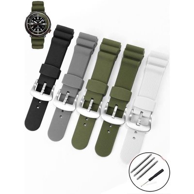 森尼3C-SEIKO 精工否的 22 毫米矽膠錶帶。 5 個鮑魚白色罐裝 PROSPEX 太陽能手錶男士橡膠錶帶-品質保證