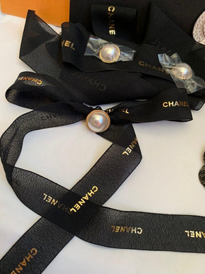 Chanel （新款限量黑金緞帶+珍珠）🙋可自製髮圈、手圈飾品等