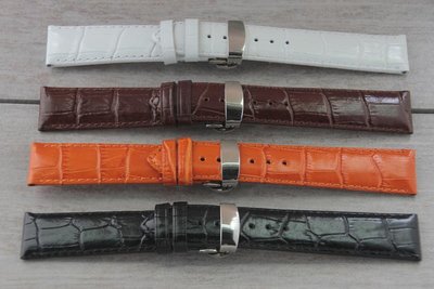 高質感抗過敏皮料22mm可替代longine seiko mido armani原廠之真皮錶帶,雙按式不鏽鋼蝴蝶