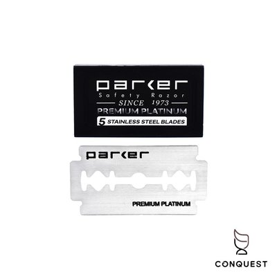【 CONQUEST 】美國 Parker 頂級白金雙刃刀片 刮鬍刀刀片 安全刀片 替換刀片 國際通用規格 一盒5片