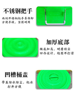 【現貨精選】垃圾桶圓形加厚大號帶蓋廚余易腐垃圾分類綠色熟膠圓筒商用過濾大