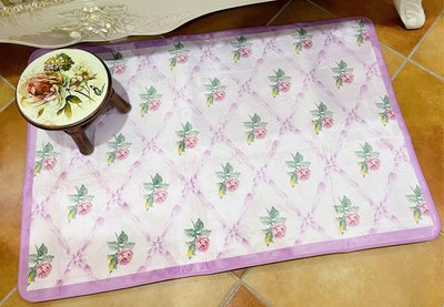 粉紅玫瑰精品屋～🌷浪漫粉紫玫瑰短絨地毯 床邊毯🌷