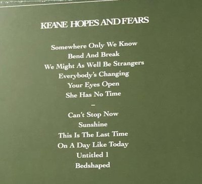 在途黑膠唱片 Keane - Hopes and Fears LP
