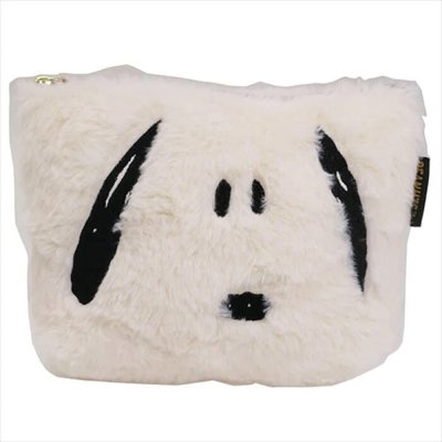 ˙ＴＯＭＡＴＯ生活雜鋪˙日本進口雜貨人氣三麗鷗SNOOPY史努比臉造型絨毛化妝包 收納袋(預購)