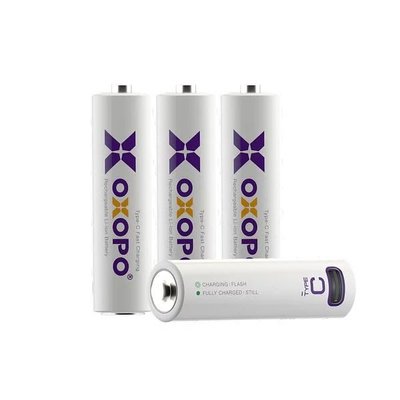 OXOPO【XC系列】AA三號 Type-C充電鋰電池 4入組 1700mAh 1.5V〔№ 12502202〕公司貨