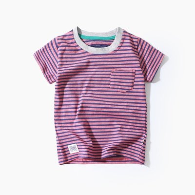 【Mr. Soar】 E121 夏季新款 歐美style童裝男童條紋短袖T恤 現貨