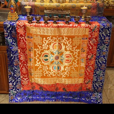 【現貨】佛緣藏式民族風藏族面料階梯式桌布三層佛柜桌圍方形家用密宗佛龕裝飾