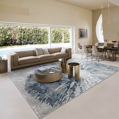 特價【居家上新】土耳其進口意式極簡輕奢高端客廳沙發茶幾藍色地毯抽象簡約臥室毯