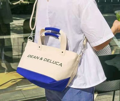 【熱賣精選】日本潮牌DEAN & DELUCA新款帆布袋托特包單肩斜跨小包拼接手提包