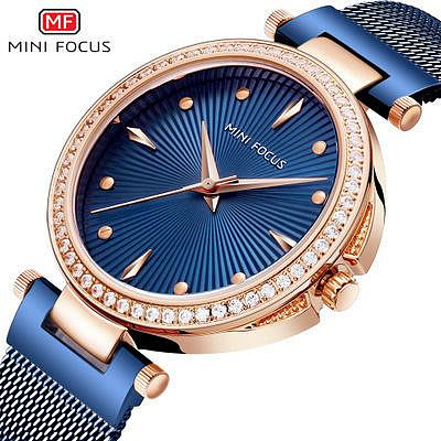 現貨女士手錶腕錶MINI FOCUS新款鋯石鑲嵌女士錶日本機芯防水米蘭帶石英女錶0194L