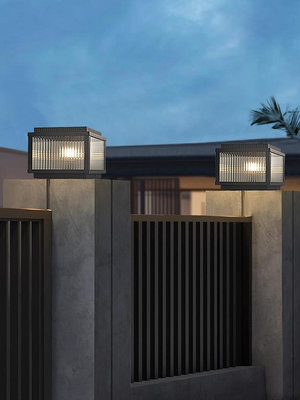 新款中式簡約戶外防水太陽能柱燈防大水門柱燈別墅院子圍墻柱子燈