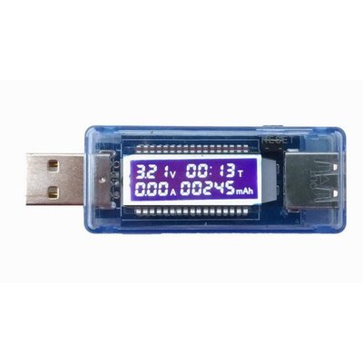 多功能USB電壓電流表及行動電源電池容量檢測儀 顯示手機充電的時間及電壓與電流功率