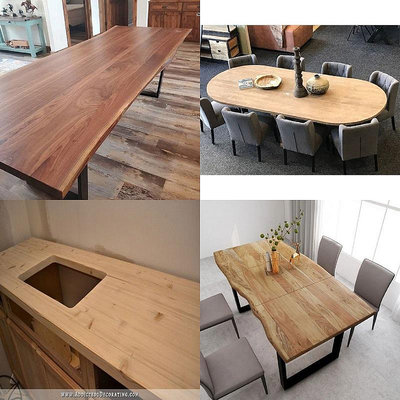 新款聯繫賣家*實木桌面板定制原木板材整張吧台板老榆木板定做厚松木板桌板定做-阿英
