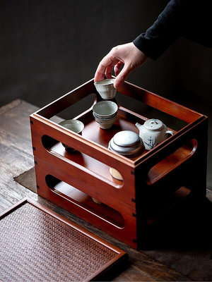 覓己玲瓏茶具收納盒 手工竹編多寶盒多功能乾隆杯架壺架茶茶臺