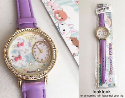 【全新日本景品】AMUSE 浪漫可愛獨角獸 浮雕鑲水鑽 立體手錶