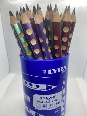德國 LYRA Groove 粗款三角洞洞鉛筆學習鉛筆一桶36隻 有三種顏色紫色 綠色 酒紅色