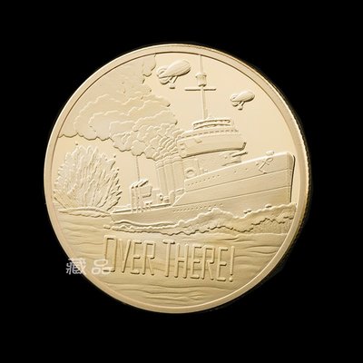 特價！美國海軍船鍍金紀念幣收藏 一戰百周年紀念金幣世界軍閥飛鷹硬幣