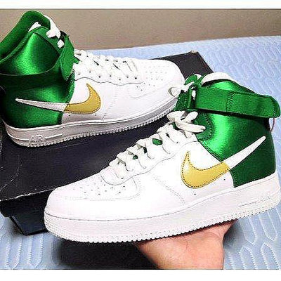 Nike Air Force 1 High NBA 白綠 塞爾提克 絲綢 拼接 BQ4591-100慢跑鞋【ADIDAS x NIKE】