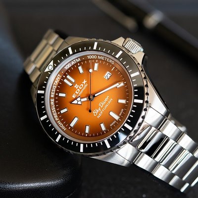 【時光鐘錶公司】EDOX 伊度 E80120.3NM.ODN SkyDiver 海神波賽頓 潛水機械錶 潛水錶 瑞士錶