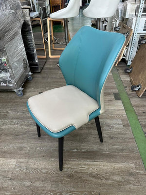 吉田二手傢俱❤簡約撞色皮商業椅 餐椅 咖啡椅 單人椅 靠背椅 休閒椅 美甲椅 鐵腳