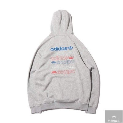 【Fashion™潮牌購】Adidas 愛迪達 FS7347 灰色 串標 連帽 帽T 三葉草 男款
