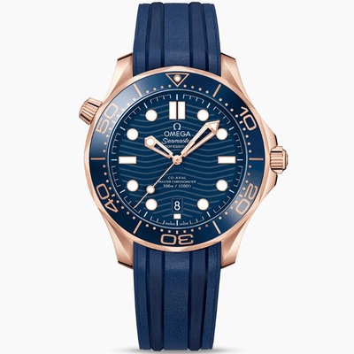 OMEGA 210.62.42.20.03.001 歐米茄 手錶 42mm 海馬300  玫瑰金錶殼 藍面盤 膠帶