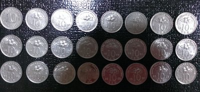 1988 ~ 2011年 共24枚 Malaysia 馬來西亞 開國舊初全版 10 SEN RINGGIT 令吉 錢幣