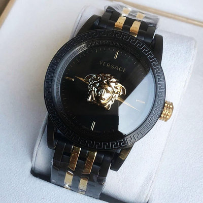 VERSACE Palazzo Empire 黑色錶盤 金色配黑色不鏽鋼錶帶 石英 男士手錶 VERD01119