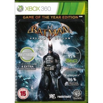 全新未拆 XBOX 360 Batman 蝙蝠俠:阿卡漢療養院小丑大逃亡 年度紀念完整特別版-英文版-