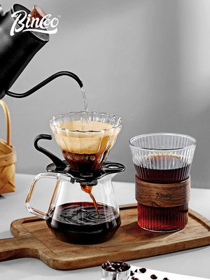 Bincoo玻璃咖啡手沖杯咖啡壺家用分享壺水壺迷你加厚耐熱手沖套裝熱心小賣家
