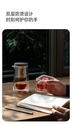 熱 適放飄逸杯泡茶壺全玻璃內膽茶水分離單壺過濾高端茶具