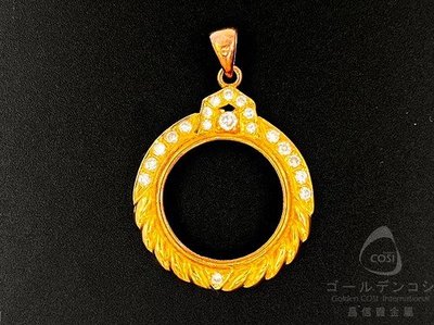 【GoldenCOSI】 PD008-PD009 K金 珠寶 項鍊 飾品 金幣框 吊墜 墜子 鑽石 紅寶石手工