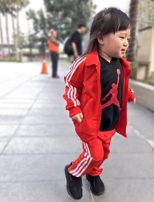㊣正品㊣ adidas Originals Superstar 愛迪達 三條線 經典款套裝 外套 長褲 紅色 童裝 現貨