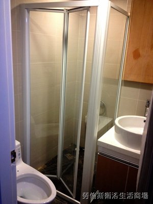[勞倫斯衛浴-淋浴拉門]乾溼分離白框單折門清強玻浴廁門(含丈量+施工)衛浴設備淋浴拉門