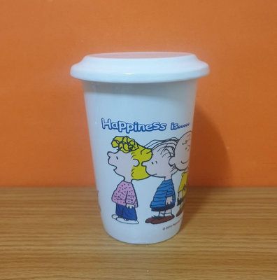 陶瓷杯 Snoopy +杯蓋 陶瓷杯 口徑9.2X高12.6cm 容量400ml