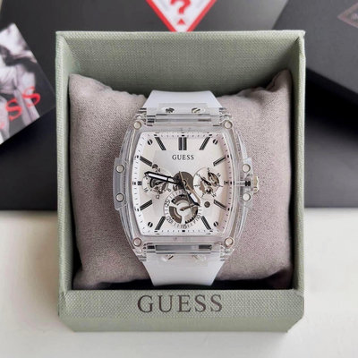 GUESS Phoenix 白色面錶盤 半透明矽膠材質錶帶 石英 中性 女士/男士手錶 GW0203G1