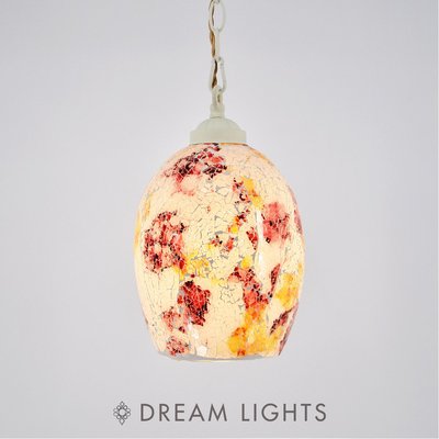 【DREAM LIGHTS】玫瑰蓓蕾裂紋玻璃彩繪吊燈 手工彩繪玻璃燈飾