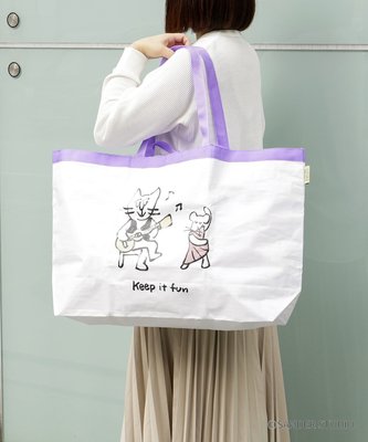 ☆Juicy☆日本 3COIN TUDUKU系列  貓咪 貓 雙面圖案 托特包 購物袋 單肩包 旅行袋 環保袋 3065