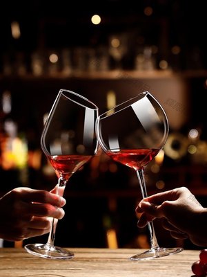 現貨 斜口紅酒杯葡萄酒杯水晶香檳杯玻璃酒杯創意勃艮第波爾多杯高腳杯-可開發票
